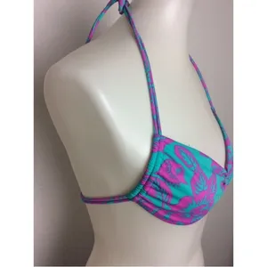 NWOT Victoria’s Secret Teal Hawaiian Purple Tropical Strappy Halter Bikini Top M thumbnail 4