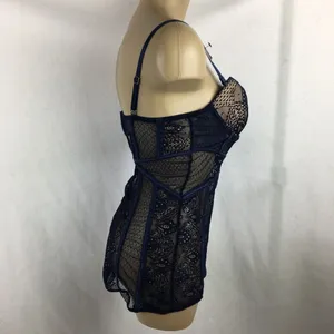 Tahari Blue Padded Sheer Camisole Lace Bra Corset Top 34B NEW thumbnail 4
