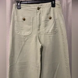 Zara Light Green High Rise Wide Leg Cropped Jeans Size 4 thumbnail 5