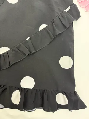 SNDYS. Morocco Mini Dress Black White Polka Dot Front Tie Cutout thumbnail 11