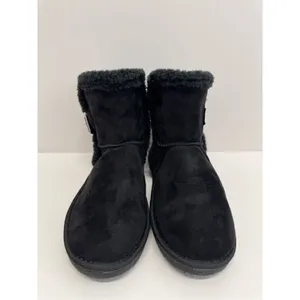 Floopi Mid Calf Winter Boots Size 10 Black Suede Fur Lined Pull On Style‎ NEW thumbnail 5