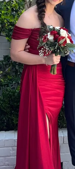 Cinderella Divine Prom Dress Burgundy Satin thumbnail 2