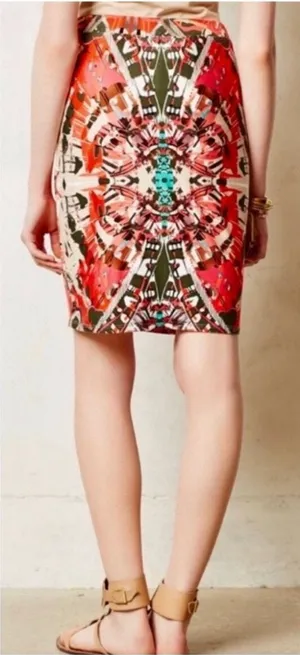 Anthropologie Maeve Ligeia Faux Wrap Mini Skirt Tribal Print Small thumbnail 1