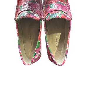 Isaac Mizrahi Pink Red Multi Floral Leather April Driving‎ Moccasins 7.5 thumbnail 4