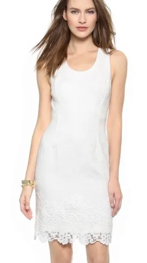 REBECCA TAYLOR Matelasse White Jacquard Lace Shift Dress Bridal Wedding Size 2 thumbnail 1