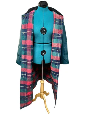Vintage Misty Harbor Green Plaid Women’s Size M Flannel Lined Rain Coat thumbnail 5