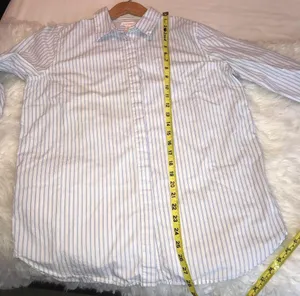 Joe Fresh striped button down dress shirt size large blue white stripe cotton thumbnail 5