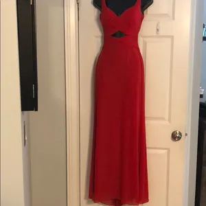 Red Cutout Maxi Dress Sleeveless Formal Evening Gown Size 0 thumbnail 4