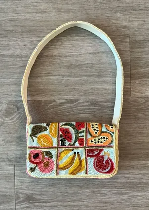 MADE IN INDIA Viral Multi Fruit Patch Beaded Shoulder Bag, NWOT Multiple thumbnail 1