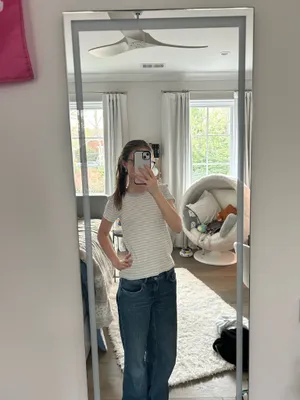 Brandy Melville Blue and White Stripe Shirt thumbnail 2