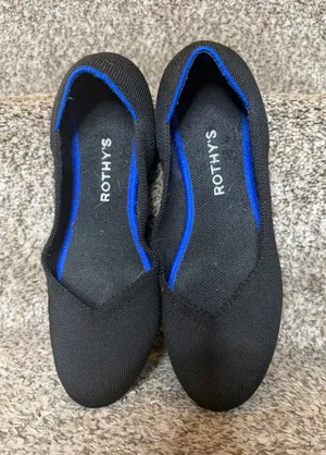 ROTHYS The Flat Round Toe Black Knit Ballet Flat Size 8.5‎ thumbnail 1