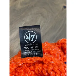 ’47 Brand Beanie One Size Orange Knit Metallic Thread Purple White Logo EUC thumbnail 5