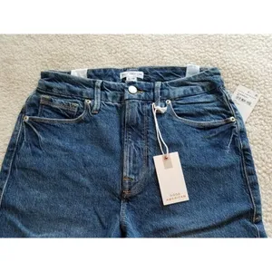 Good American Good Classic Skinnyish Fit Raw Hem Blue Hi-Rise Jeans Sz 6/28 thumbnail 4