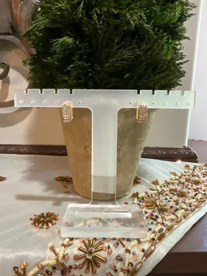 Gold glitter silver hoop earrings thumbnail 4