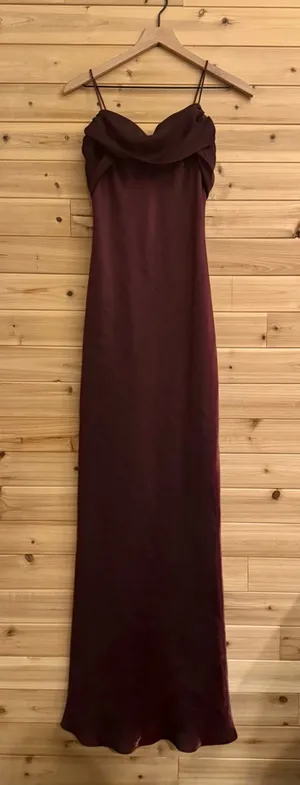 Vintage Betsy & Adam Size Small Burgundy Stain Drapey Bodice Prom Gown Vampire thumbnail 1