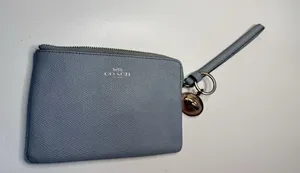 Coach Blue Zip Wristlet Wallet w/ Wrist Strap, Logo Accents, Credit Card thumbnail 1