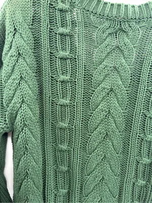 Stitches and stripes v neck cable knit long sleeve sweater size medium thumbnail 7