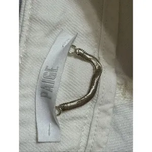 Paige Pleated Leenah Pearl Chain Jeans White French Ivory Sz 27 thumbnail 9
