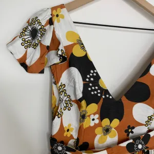 Dodo Bar Or Jenny Long Dress Brown Retro Floral Maxi Size Medium Womens thumbnail 9