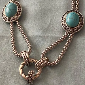 V’Dadora 18” Necklace Silver Tone Chain Turquoise Stone Pendants NWT New thumbnail 2
