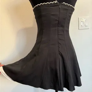 Musera Strapless Black & White Fit-and-Flare Dress | Size Small thumbnail 6