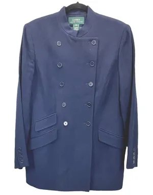 Lauren Ralph Lauren Blazer Outerwear Double Breasted Wool‎ Blend Navy Blue 10 thumbnail 1