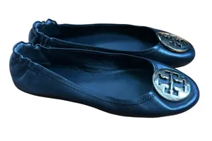 Tory Burch Black Leather Minnie Ballet Flats thumbnail 1