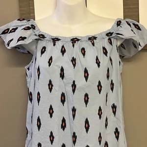 J. Crew Light Blue Cotton Abstract Design Fluttered Sleeve Sundress- Small thumbnail 4