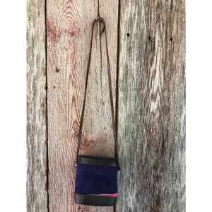 Vtg Llama Wool Crossbody Camera Case Purse‎ Hippie Blanket Leather thumbnail 3