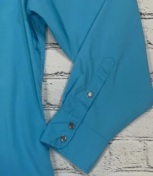 Cowgirl Hardware Bamboo Western Pearl Rhinestone Snap Women’s Aqua Blue Cowgirl Shirt thumbnail 5