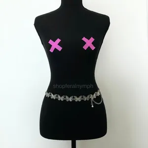 Vintage Y2K Silver Butterfly Chain Belt, Fits 12–36 Inches, X7GA1225 thumbnail 5