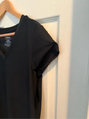 L.L. Bean Black Athletic V-Neck Cap Sleeve Midi Dress thumbnail 5