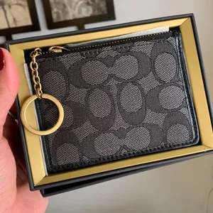 Authentic COACH 1941 leather/signature jacquard zip top card case/Keychain/ID thumbnail 10