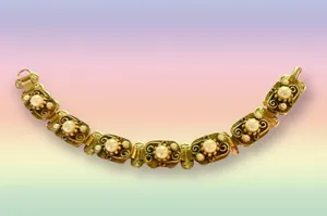 Vintage pearl book link bracelet thumbnail 2