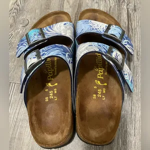 Papillio Birkenstock Stylish Blue Patterned Sandals thumbnail 2