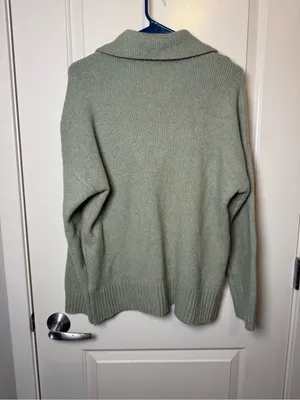 Abercrombie & Fitch Sage Green Polo Knit Pullover thumbnail 4