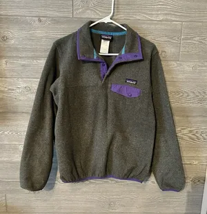 Patagonia Synchilla Snap T Pullover Fleece Jacket Womens Small Grey Purple‎ thumbnail 1