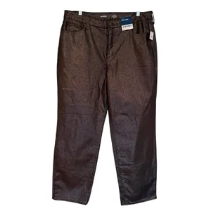 Old Navy High Rise OG Loose Metallic Jeans‎ Women's 14 Bronze Holiday Glam Party thumbnail 4