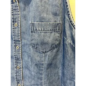 VTG Faded Glory Womens XL Blue Denim Sleeveless Button Shirt Back Cutout Cowgirl thumbnail 2
