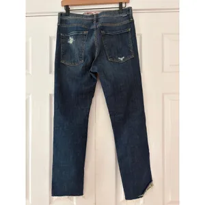 Mother Denim Distressed Straight Leg Jeans Dark Wash Raw Hem Size 26‎ thumbnail 2