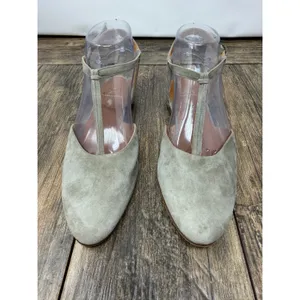 Ralph Lauren Collection Suede T-Strap Flats Sage Green Made in Italy 7B 41000S thumbnail 3