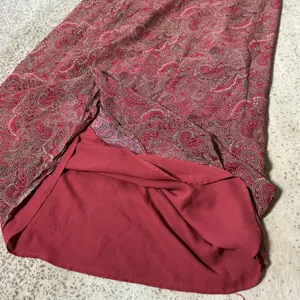 Josephine Chaus Bohemian Red‎ Paisley 100% Silk Maxi Skirt Sz 4 Vintage Style thumbnail 4