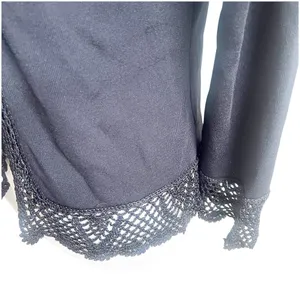 Joseph A. Vintage Knitted Cardigan Size Small Black Crochet Tie Front Whimsygoth thumbnail 5