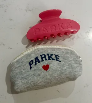 Parker Pink Hair Claw with Light Gray Logo Pouch thumbnail 1