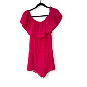 AMANDA UPRICHARD | M | Romper Shorts Outfit Off Shoulder Ruffle 100% Silk Women thumbnail 6