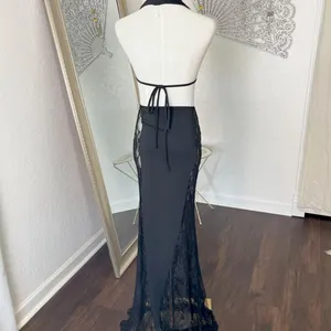 Sexy Sultry Black Lace Sheer Cutout Bodycon Evening Going Out Dress S thumbnail 5