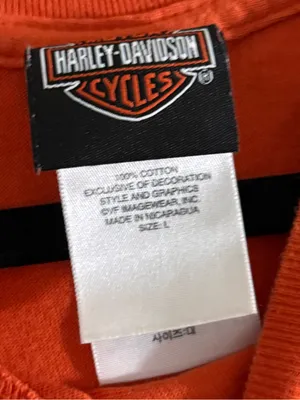 Harley Davidson Orange Eagle Cropped Graphic Tee Size L Dallas Texas Motorcycle thumbnail 5