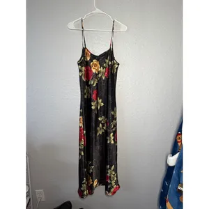 Vintage Black Floral Cami Dress M Gothic Whimsy Gothic Romantic thumbnail 6