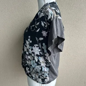 TINY by Anthropologie Floral Knit Mixed Media Blouse Top Boho Size Small thumbnail 5