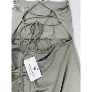 Windsor Sage Green Ruched Lace Up Back Asymmetrical Mini Dress XS thumbnail 5